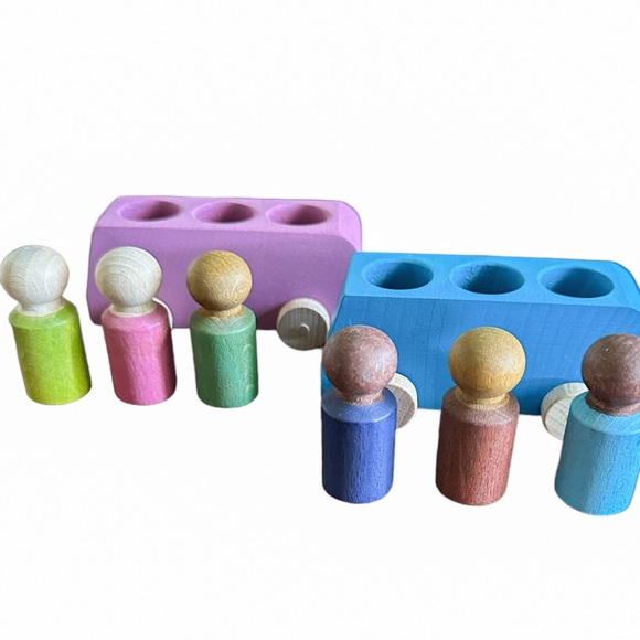 Lubulona Wooden Buses with Peg People set of 2 - Picture 7 of 7